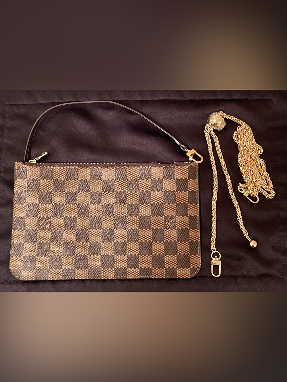 Louis Vuitton Brown Checkered Clutch